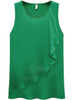Casual Round Neck Flounce Plain Sleeveless T-Shirt Casual Round Neck Flounce Plain Sleeveless T-Shirt