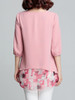 Casual Round Neck Asymmetric Hem Abstract Print Bishop Sleeve Blouse