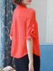 Casual Polo Collar Ruffle Trim Plain Blouse