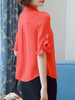 Casual Polo Collar Ruffle Trim Plain Blouse