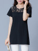 Casual Round Neck Hollow Out Plain Short Sleeve T-Shirt Casual Round Neck Hollow Out Plain Short Sleeve T-Shirt
