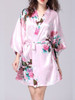 Casual Peacock Printed Satin Kimono Nightgown