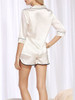 Casual Fold-Over Collar Contrast Trim Pajama Set