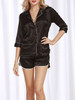 Casual Fold-Over Collar Contrast Trim Pajama Set
