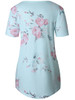 Casual V-Neck High-Low Hollow Out Floral Printed Charming Short Sleeve T-Shirt