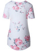 Casual V-Neck High-Low Hollow Out Floral Printed Charming Short Sleeve T-Shirt