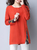 Casual Round Neck Vented Printed Blouse