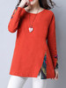 Casual Round Neck Vented Printed Blouse