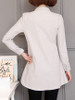 High-Low Band Collar Decorative Lace Plain Blouse High-Low Band Collar Decorative Lace Plain Blouse