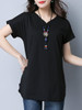 Casual V-Neck Basic Decorative Button Plain Blouse