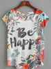 Casual Round Neck  Letters Printed  Raglan Sleeve Short Sleeve T-Shirts
