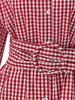 Casual Red Plaid Puff Sleeve Oversized Blouse