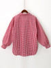 Casual Red Plaid Puff Sleeve Oversized Blouse