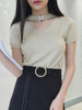 Casual Plain V-Neck Short Sleeve Knit T-Shirt
