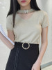 Casual Plain V-Neck Short Sleeve Knit T-Shirt