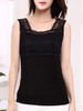 Casual Square Neck Decorative Lace Plain Sleeveless T-Shirt Casual Square Neck Decorative Lace Plain Sleeveless T-Shirt