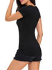 Casual Split Neck Decorative Lace Short Sleeve T-Shirt