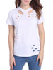 Casual Trendy Distressed Crew Neck Hollow Out Plain Short Sleeve T-Shirt Casual Trendy Distressed Crew Neck Hollow Out Plain Short Sleeve T-Shirt