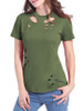 Casual Trendy Distressed Crew Neck Hollow Out Plain Short Sleeve T-Shirt Casual Trendy Distressed Crew Neck Hollow Out Plain Short Sleeve T-Shirt