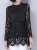 Casual Split Neck Patchwork Hollow Out Lace Plain Blouse Casual Split Neck Patchwork Hollow Out Lace Plain Blouse