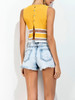 Casual Patchwork See-Through Striped Cropped Sleeveless T-Shirt
