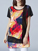 Casual Round Neck Abstract Print Blouse