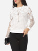 Casual Hollow Out Lace Plain Exquisite Crew Neck Long-sleeve-t-shirt