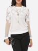 Casual Hollow Out Lace Plain Exquisite Crew Neck Long-sleeve-t-shirt