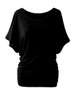 Casual Open Shoulder Concise Plain Batwing Short Sleeve T-Shirt