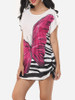 Casual Round Neck Batwing Loose Fitting Butterfly Printed Short-sleeve-t-shirt Casual Round Neck Batwing Loose Fitting Butterfly Printed Short-sleeve-t-shirt