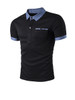 Casual Simple Polo Collar Contrast Trim T-Shirt