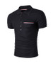 Casual Office Polo Collar Patch Pocket Striped T-Shirt