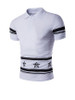 Casual Stylish Polo Collar Number Star Striped T-Shirt