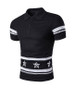 Casual Stylish Polo Collar Number Star Striped T-Shirt