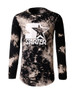 Casual Long Sleeve Crew Neck Letters Star Tie/Dye T-Shirt