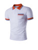 Casual Simple Polo Collar Contrast Striped Trim T-Shirt