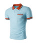 Casual Simple Polo Collar Contrast Striped Trim T-Shirt