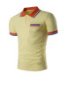 Casual Simple Polo Collar Contrast Striped Trim T-Shirt