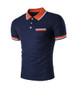 Casual Simple Polo Collar Contrast Striped Trim T-Shirt
