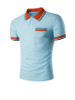 Casual Simple Polo Collar Contrast Striped Trim T-Shirt