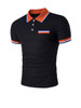 Casual Simple Polo Collar Contrast Striped Trim T-Shirt