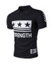 Casual Stylish Polo Collar Color Block Letters Star T-Shirt
