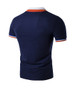 Casual Classic Polo Collar Contrast Stripe Trim T-Shirt