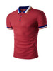 Casual Classic Polo Collar Contrast Stripe Trim T-Shirt