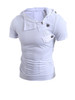 Casual Hooded Zips Decorative Button Pocket Plain T-Shirt