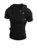 Casual Hooded Zips Decorative Button Pocket Plain T-Shirt