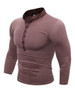 Casual Band Collar  Contrast Trim Single Breasted T-Shirt
