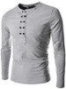 Casual Men's Plain Decorative Buttons V Neck T-shirts