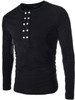 Casual Men's Plain Decorative Buttons V Neck T-shirts