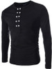 Casual Men's Plain Decorative Buttons V Neck T-shirts